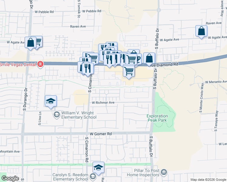 map of restaurants, bars, coffee shops, grocery stores, and more near 8062 Whiteriver Plateau Lane in Las Vegas