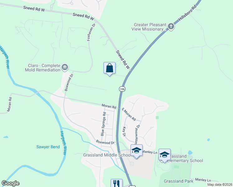 map of restaurants, bars, coffee shops, grocery stores, and more near 2505 Hillsboro Road in Franklin