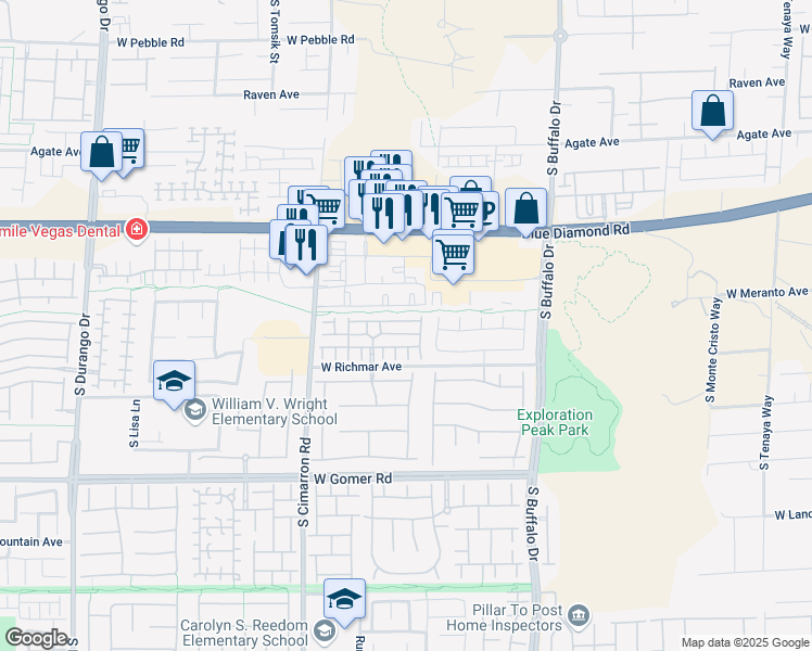 map of restaurants, bars, coffee shops, grocery stores, and more near 8062 Whiteriver Plateau Lane in Las Vegas