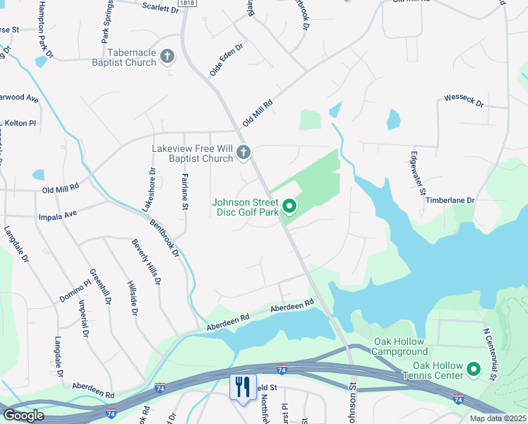 map of restaurants, bars, coffee shops, grocery stores, and more near 701 Vinebury Lane in High Point