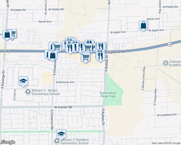 map of restaurants, bars, coffee shops, grocery stores, and more near 7942 Granite Walk Avenue in Las Vegas