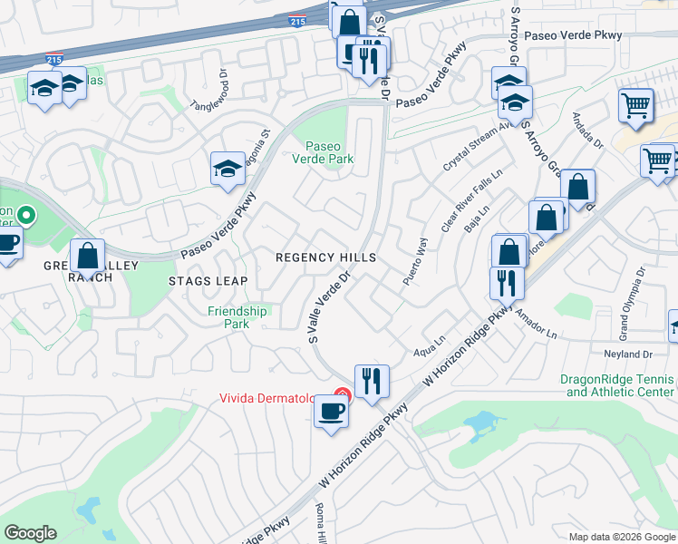map of restaurants, bars, coffee shops, grocery stores, and more near 262 Canyon Spirit Drive in Henderson