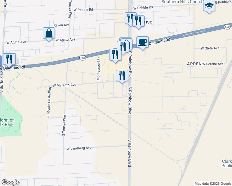 map of restaurants, bars, coffee shops, grocery stores, and more near 6990 West Richmar Avenue in Las Vegas