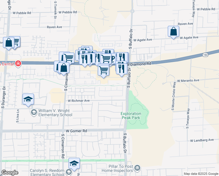 map of restaurants, bars, coffee shops, grocery stores, and more near 9415 Rough Slate Court in Las Vegas