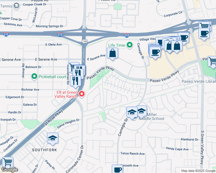 map of restaurants, bars, coffee shops, grocery stores, and more near 276 Green Peace Court in Henderson