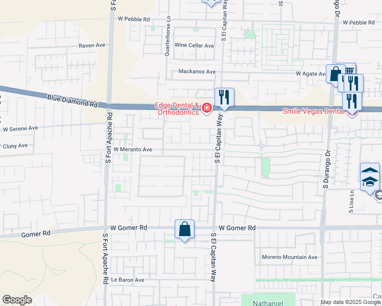 map of restaurants, bars, coffee shops, grocery stores, and more near 9384 Pinarello Street in Las Vegas