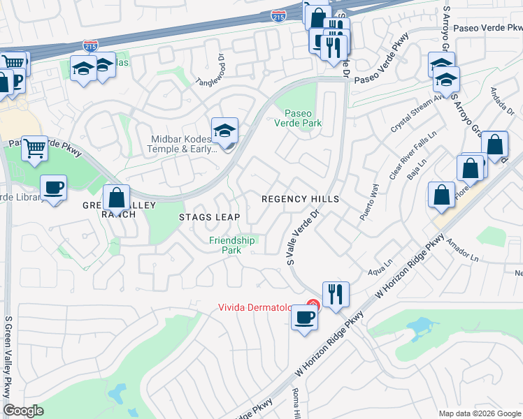 map of restaurants, bars, coffee shops, grocery stores, and more near 279 Windsong Echo Drive in Henderson