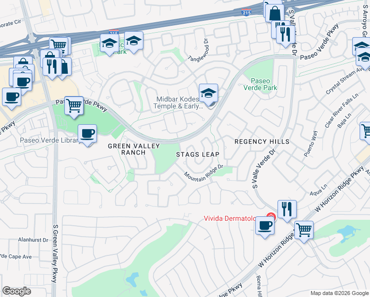 map of restaurants, bars, coffee shops, grocery stores, and more near 2000 Paseo Verde Parkway in Henderson