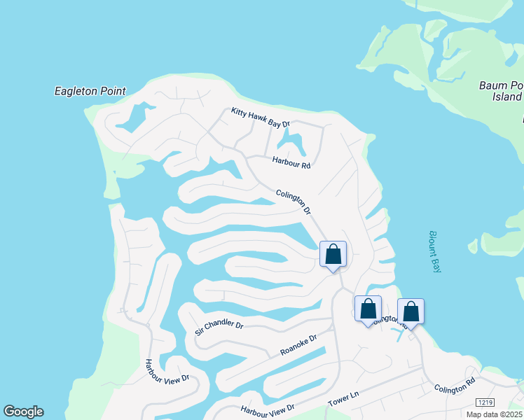map of restaurants, bars, coffee shops, grocery stores, and more near 206 Outrigger Drive in Kill Devil Hills