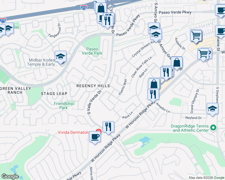map of restaurants, bars, coffee shops, grocery stores, and more near 1789 Castro Hill Avenue in Henderson