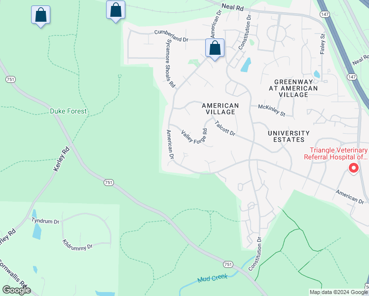 map of restaurants, bars, coffee shops, grocery stores, and more near 13 Tarawa Terrace in Durham