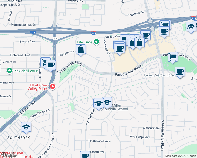 map of restaurants, bars, coffee shops, grocery stores, and more near 227 Charming Court in Henderson