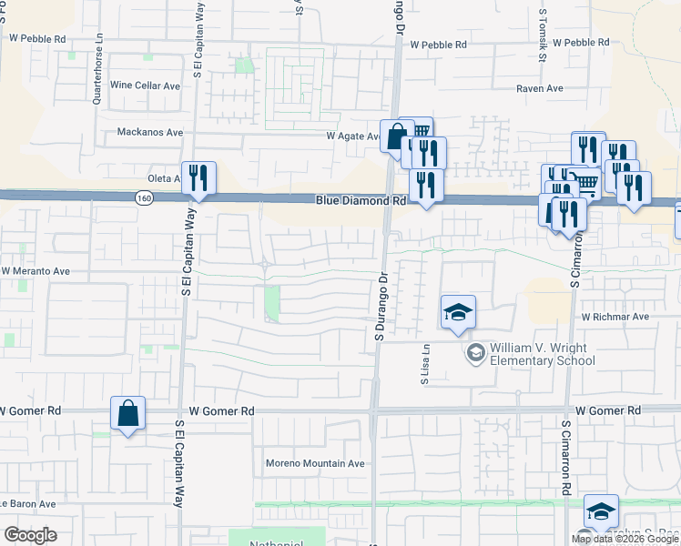 map of restaurants, bars, coffee shops, grocery stores, and more near 8698 Tom Noon Avenue in Las Vegas