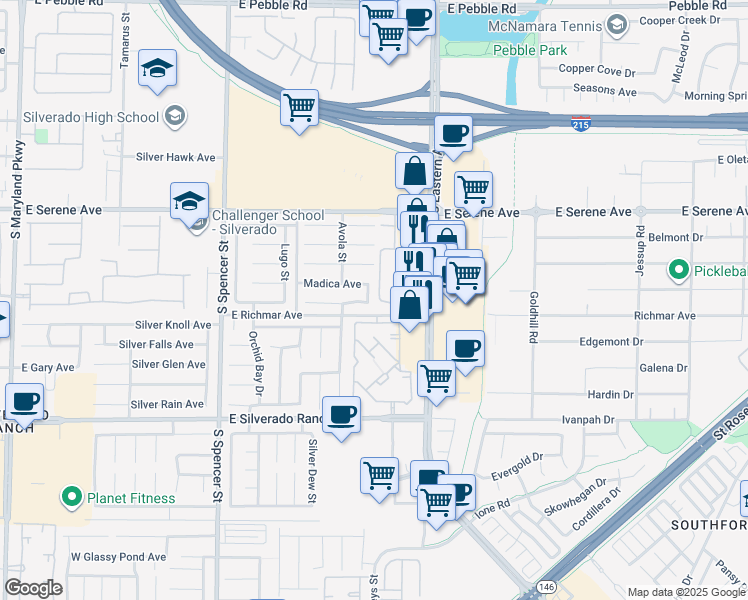 map of restaurants, bars, coffee shops, grocery stores, and more near 9484 Corato Street in Las Vegas