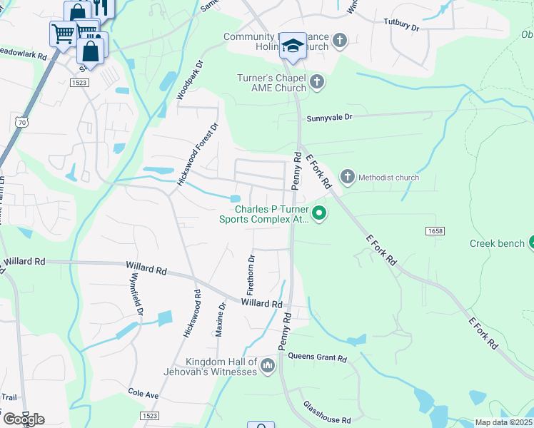 map of restaurants, bars, coffee shops, grocery stores, and more near 2938 Eagle Pointe Drive in High Point