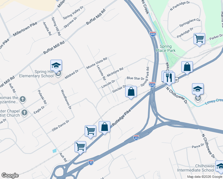 map of restaurants, bars, coffee shops, grocery stores, and more near 1113 Payne Road in Knoxville