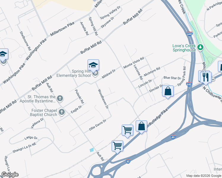 map of restaurants, bars, coffee shops, grocery stores, and more near 1700 Havenhill Lane in Knoxville