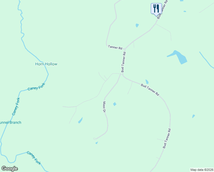 map of restaurants, bars, coffee shops, grocery stores, and more near 219 Hidden Drive in Crossville
