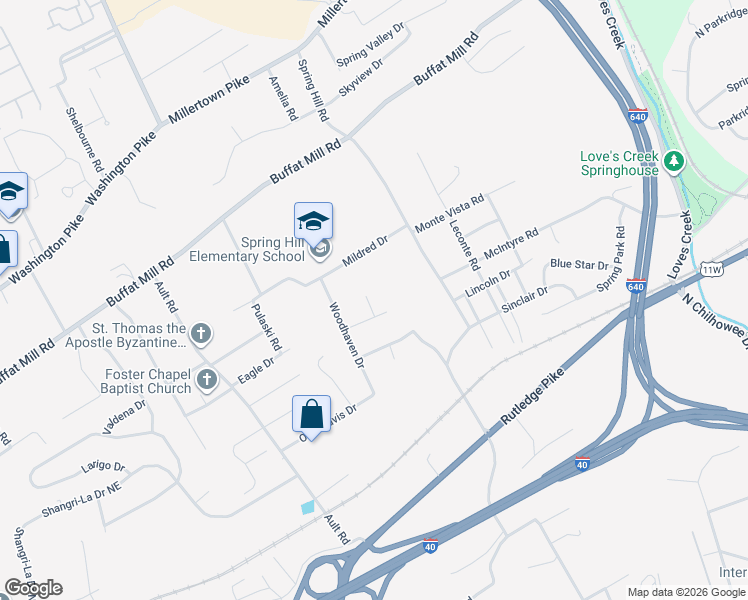map of restaurants, bars, coffee shops, grocery stores, and more near 1700 Havenhill Lane in Knoxville