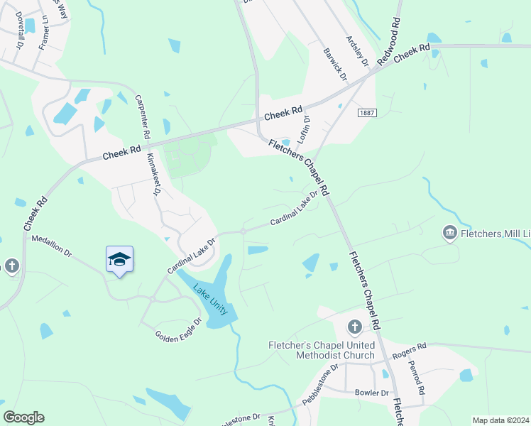 map of restaurants, bars, coffee shops, grocery stores, and more near 17 Heatherford Court in Durham
