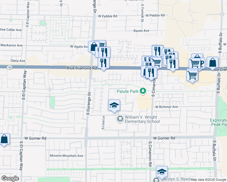map of restaurants, bars, coffee shops, grocery stores, and more near 8490 Pico Rivera Avenue in Las Vegas