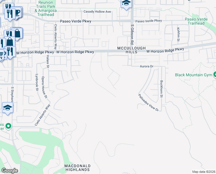 map of restaurants, bars, coffee shops, grocery stores, and more near 288 Westridge Drive in Henderson