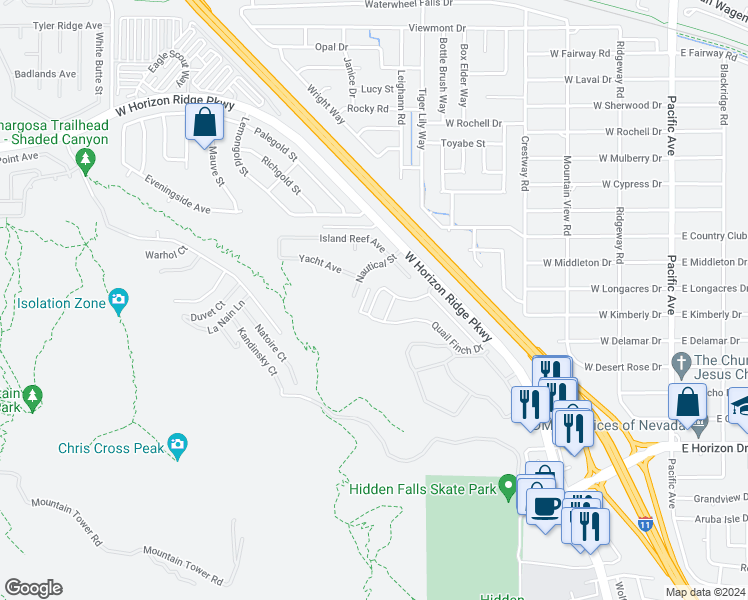 map of restaurants, bars, coffee shops, grocery stores, and more near Rosefinch Street in Henderson