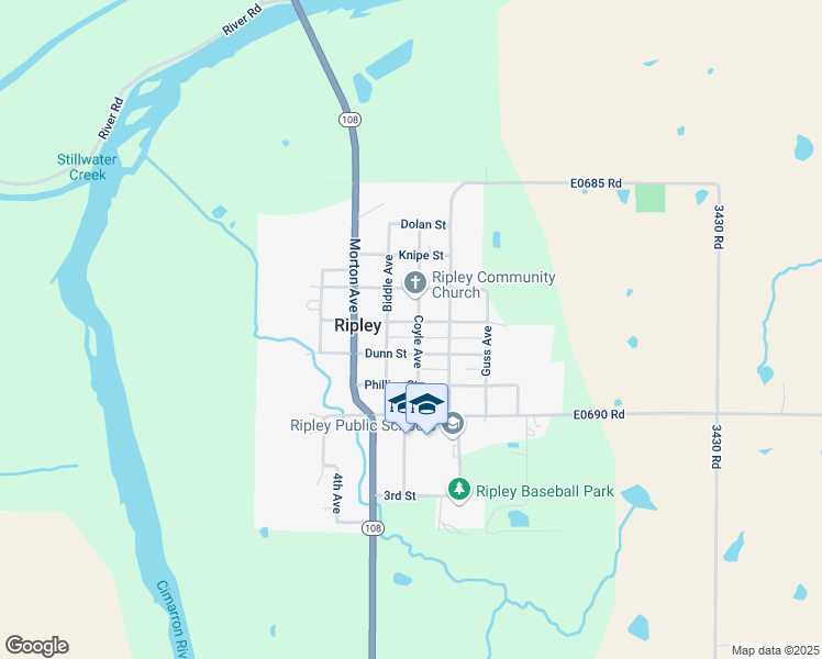 map of restaurants, bars, coffee shops, grocery stores, and more near 303 North Barrett Court in Stillwater