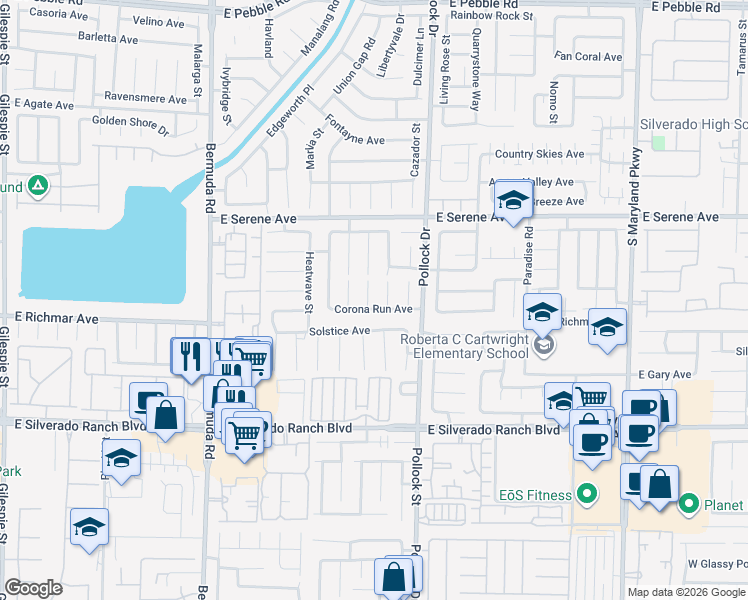 map of restaurants, bars, coffee shops, grocery stores, and more near 9462 Lightning Bay Court in Las Vegas
