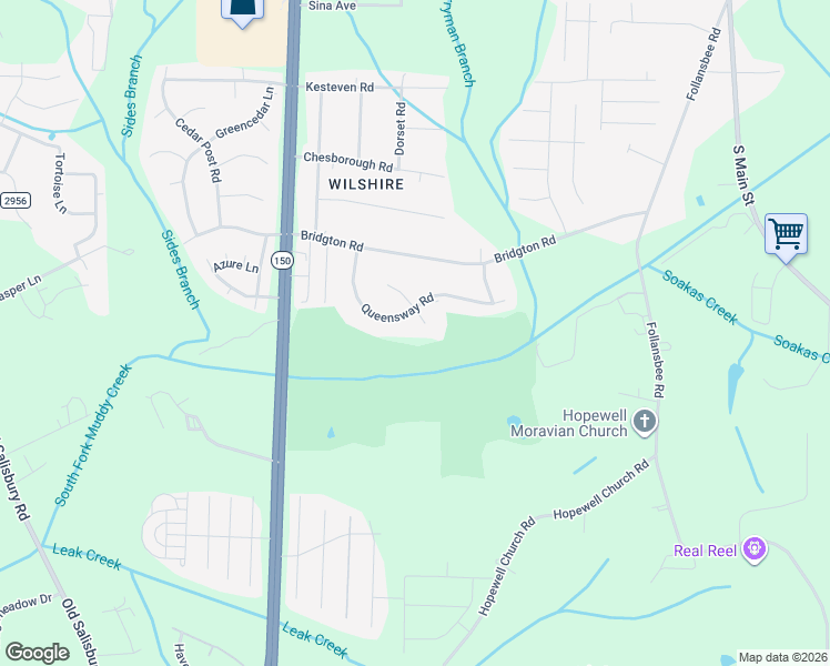 map of restaurants, bars, coffee shops, grocery stores, and more near 1500 Knightsbridge Court in Winston-Salem