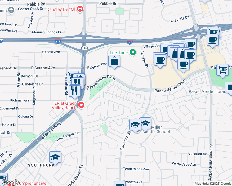 map of restaurants, bars, coffee shops, grocery stores, and more near 251 Little Minah Court in Henderson