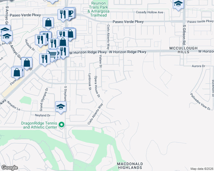 map of restaurants, bars, coffee shops, grocery stores, and more near 225 Ashville Court in Henderson