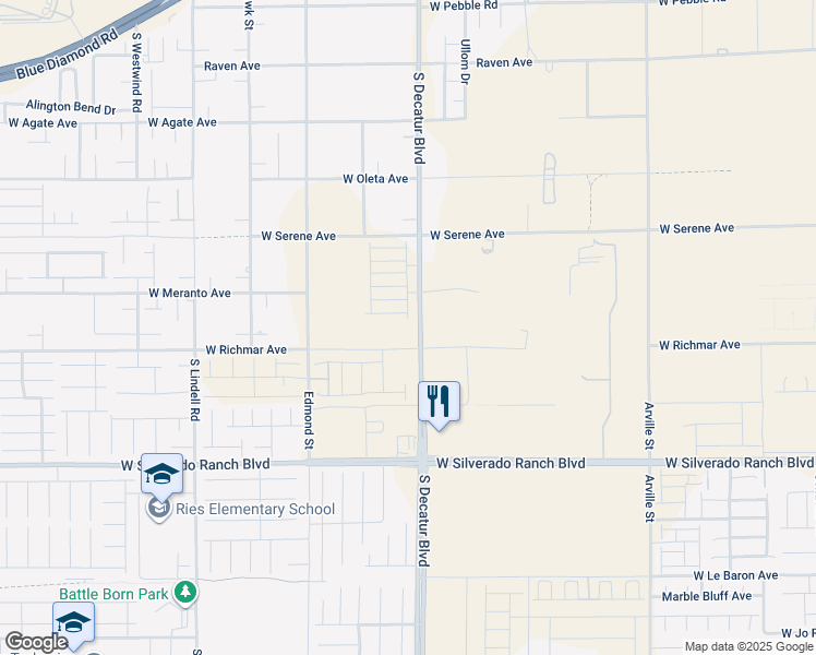 map of restaurants, bars, coffee shops, grocery stores, and more near 9461 South Decatur Boulevard in Las Vegas
