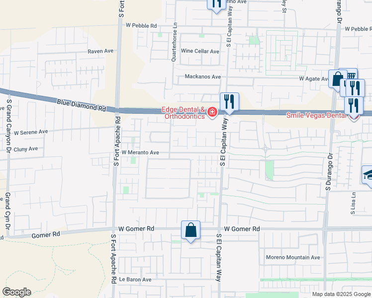 map of restaurants, bars, coffee shops, grocery stores, and more near 9384 Pinarello Street in Las Vegas
