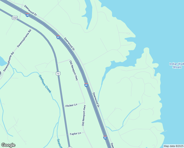map of restaurants, bars, coffee shops, grocery stores, and more near 980 Deerwood Drive in Dandridge