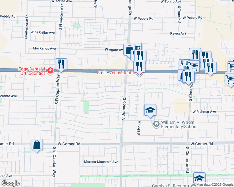 map of restaurants, bars, coffee shops, grocery stores, and more near 8645 Tomnitz Avenue in Las Vegas