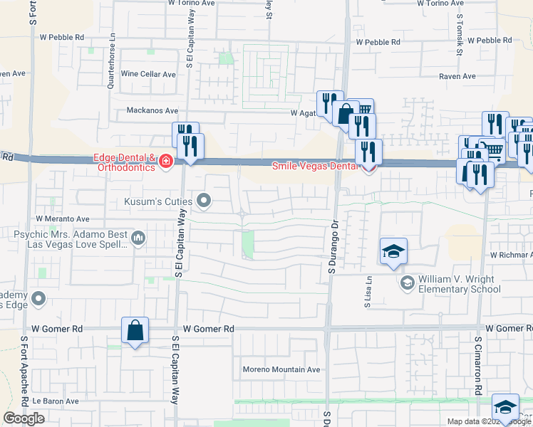 map of restaurants, bars, coffee shops, grocery stores, and more near 8822 Tomnitz Avenue in Las Vegas