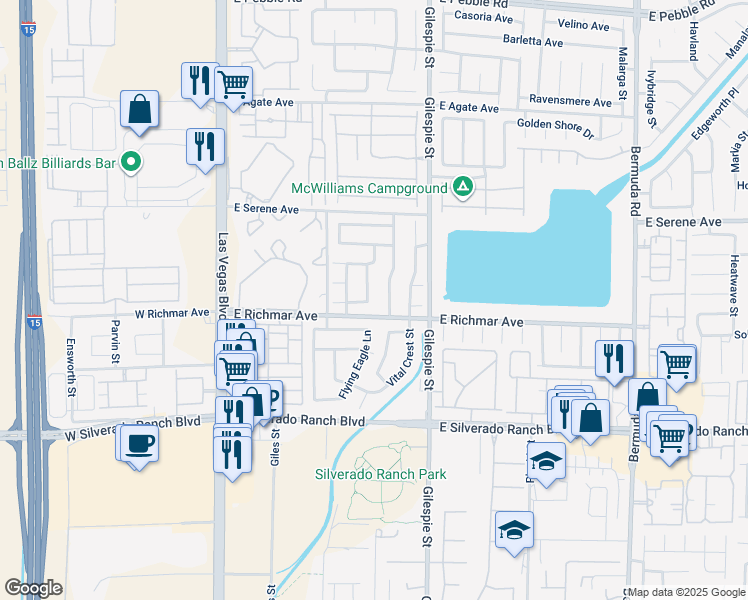 map of restaurants, bars, coffee shops, grocery stores, and more near 9476 Lake Creek Street in Las Vegas
