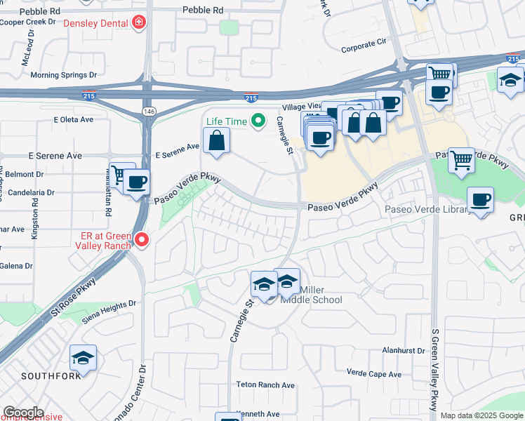 map of restaurants, bars, coffee shops, grocery stores, and more near 2472 Devotion Ridge Drive in Henderson