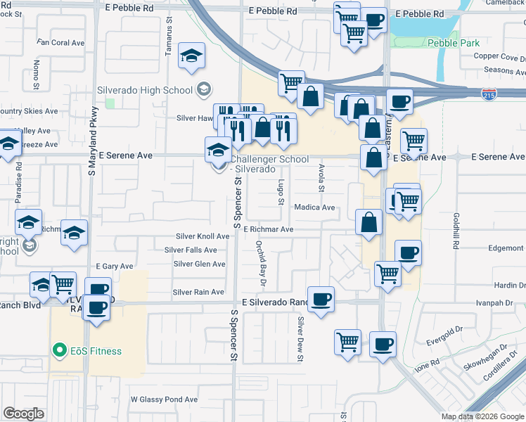 map of restaurants, bars, coffee shops, grocery stores, and more near 1905 Bocale Court in Las Vegas