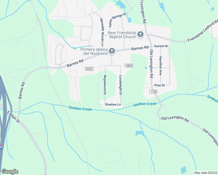 map of restaurants, bars, coffee shops, grocery stores, and more near 4863 Regalwood Drive in Winston-Salem