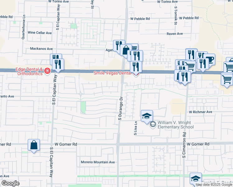 map of restaurants, bars, coffee shops, grocery stores, and more near 8625 Tomnitz Avenue in Las Vegas