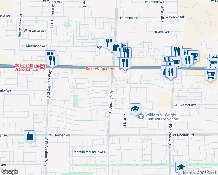 map of restaurants, bars, coffee shops, grocery stores, and more near 8605 Tomnitz Avenue in Las Vegas