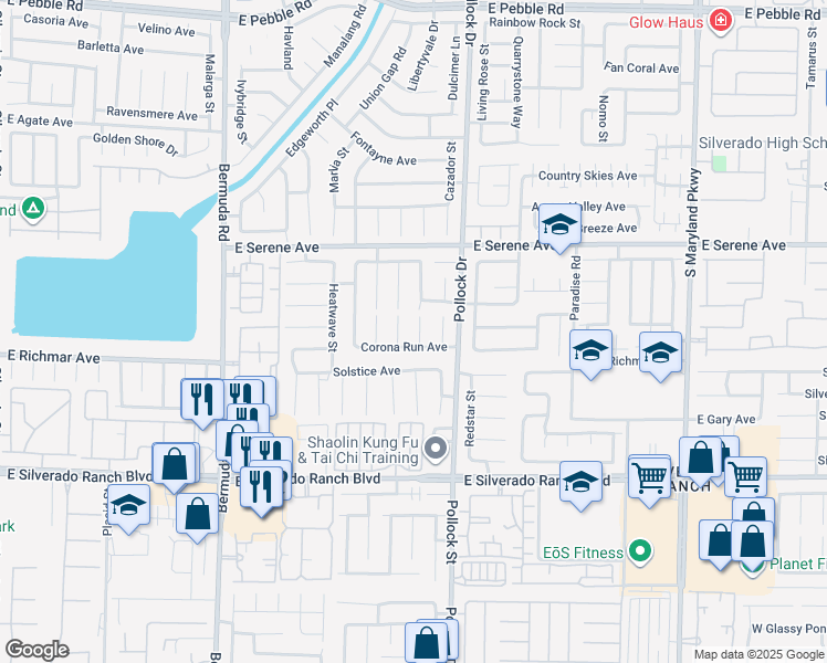 map of restaurants, bars, coffee shops, grocery stores, and more near 9462 Lightning Bay Court in Las Vegas