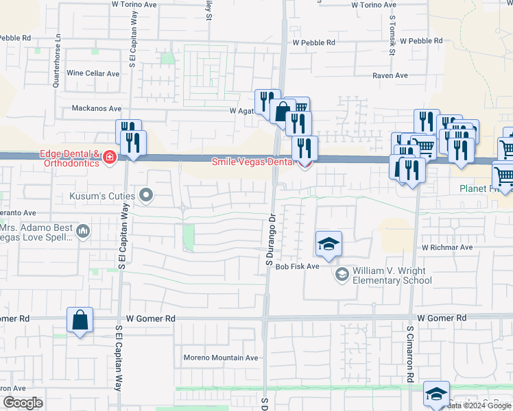 map of restaurants, bars, coffee shops, grocery stores, and more near 8645 Tomnitz Avenue in Las Vegas