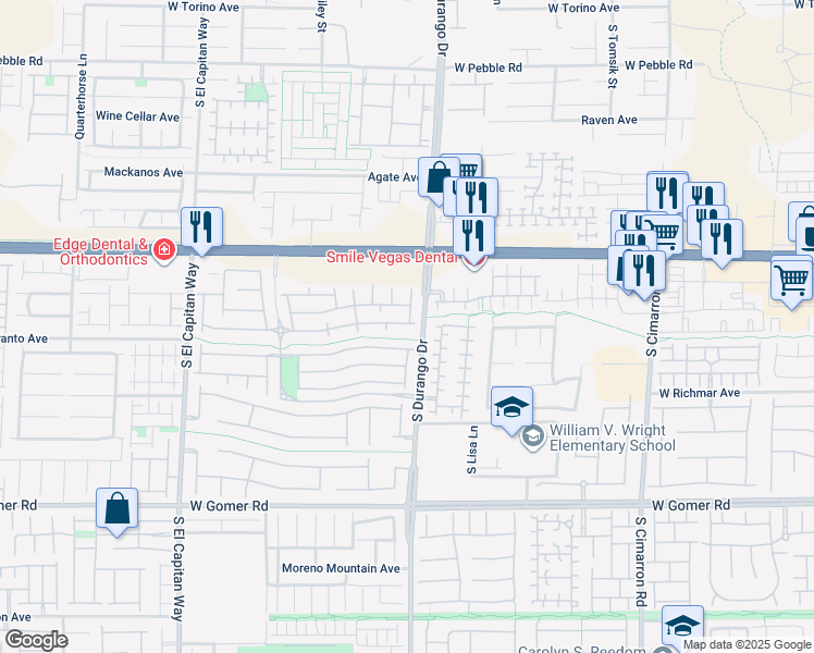 map of restaurants, bars, coffee shops, grocery stores, and more near 8605 Tomnitz Avenue in Las Vegas