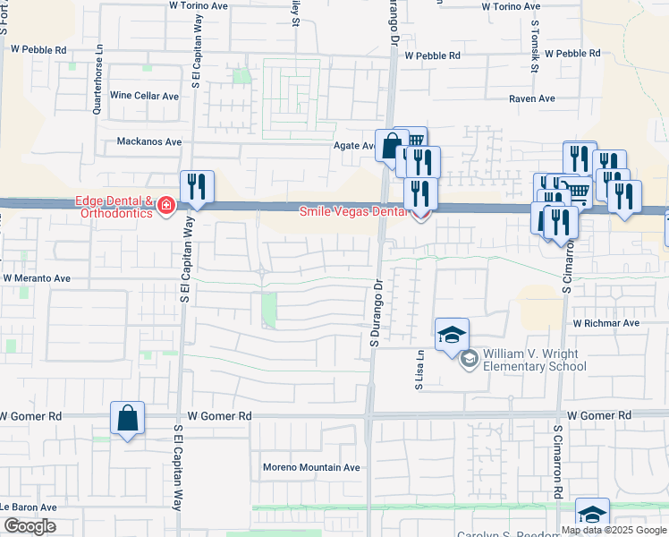 map of restaurants, bars, coffee shops, grocery stores, and more near 8675 Tomnitz Avenue in Las Vegas