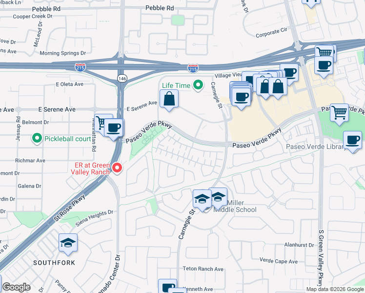 map of restaurants, bars, coffee shops, grocery stores, and more near 224 Devotion Court in Henderson