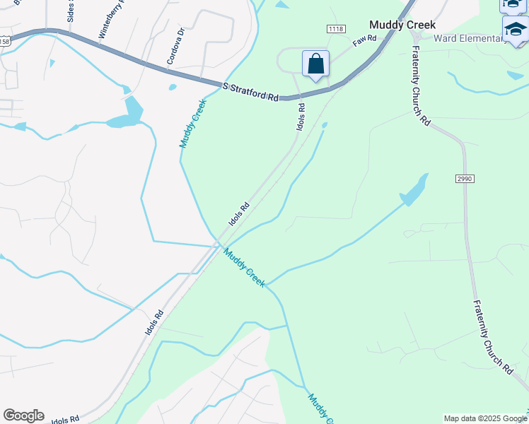 map of restaurants, bars, coffee shops, grocery stores, and more near 2999 South Stratford Road in Winston-Salem