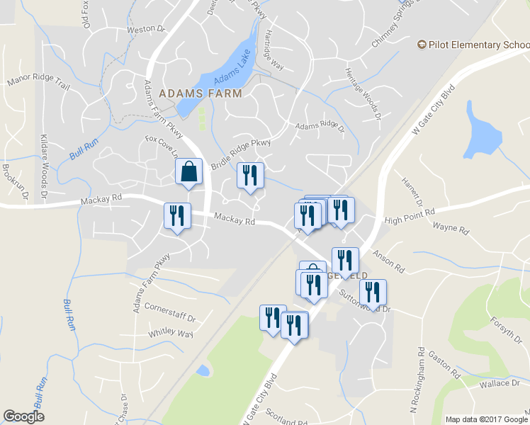 map of restaurants, bars, coffee shops, grocery stores, and more near 2008 Hearthwood Court in Greensboro